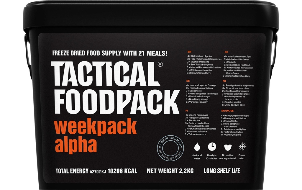 Tactical Foodpack Plat principal Week Pack Alpha