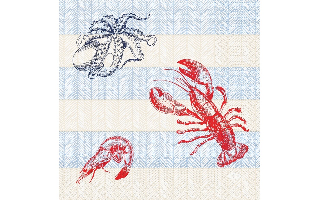 Duni Serviettes en papier Sea Delights 33 cm x 33 cm, 50 Pièce/s