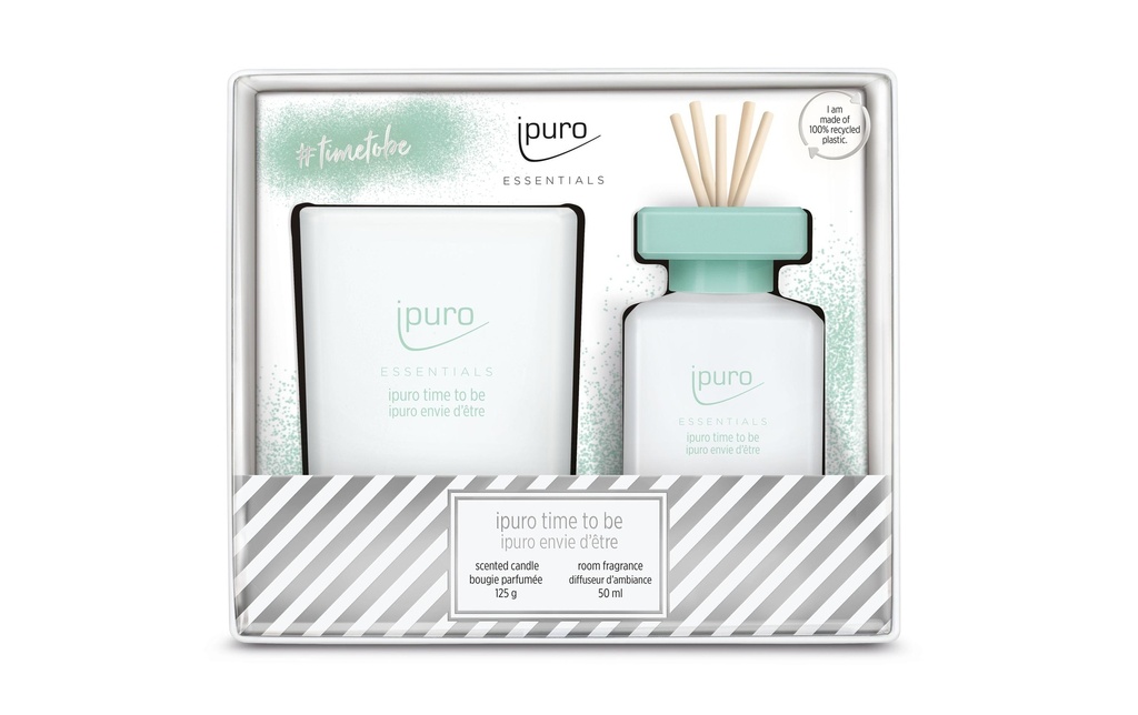 ipuro Bougie parfumée et bâtonnets parfumés Time to be 50 ml + 125 g