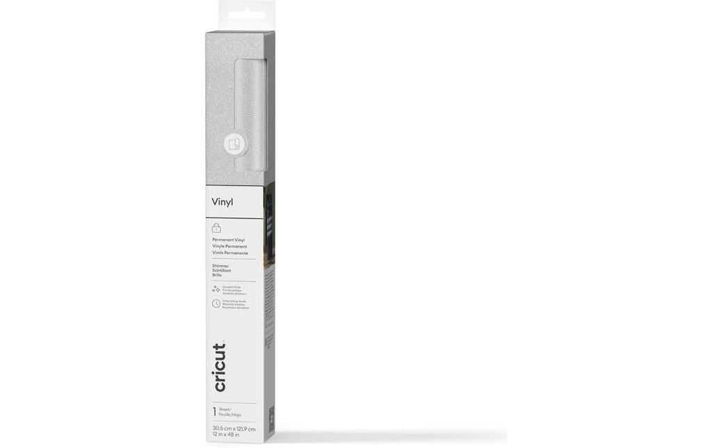 Cricut Film de vinyle Brillance permanente 30.5 x 122 cm, 1 Pièce/s, Argenté
