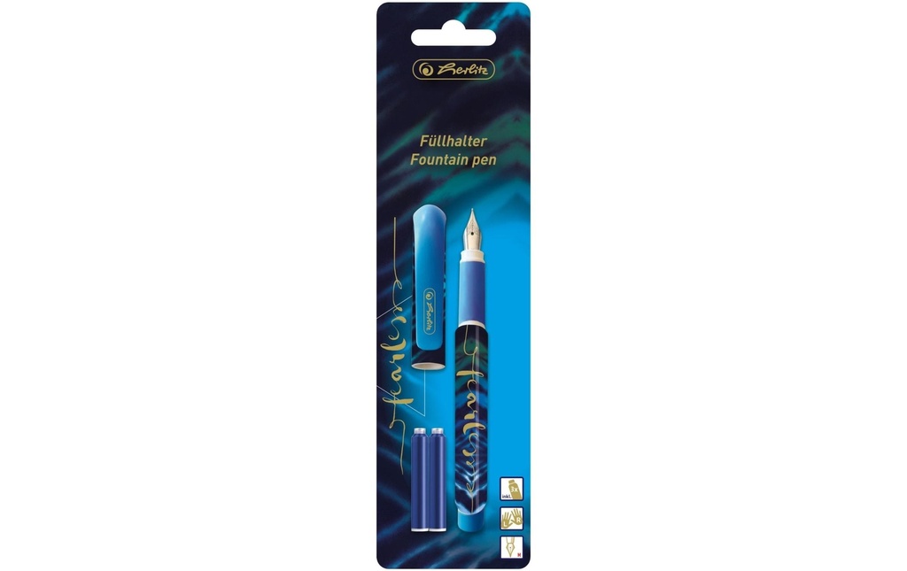 Herlitz Stylo plume New Batik Fearless moyen (M), Bleu