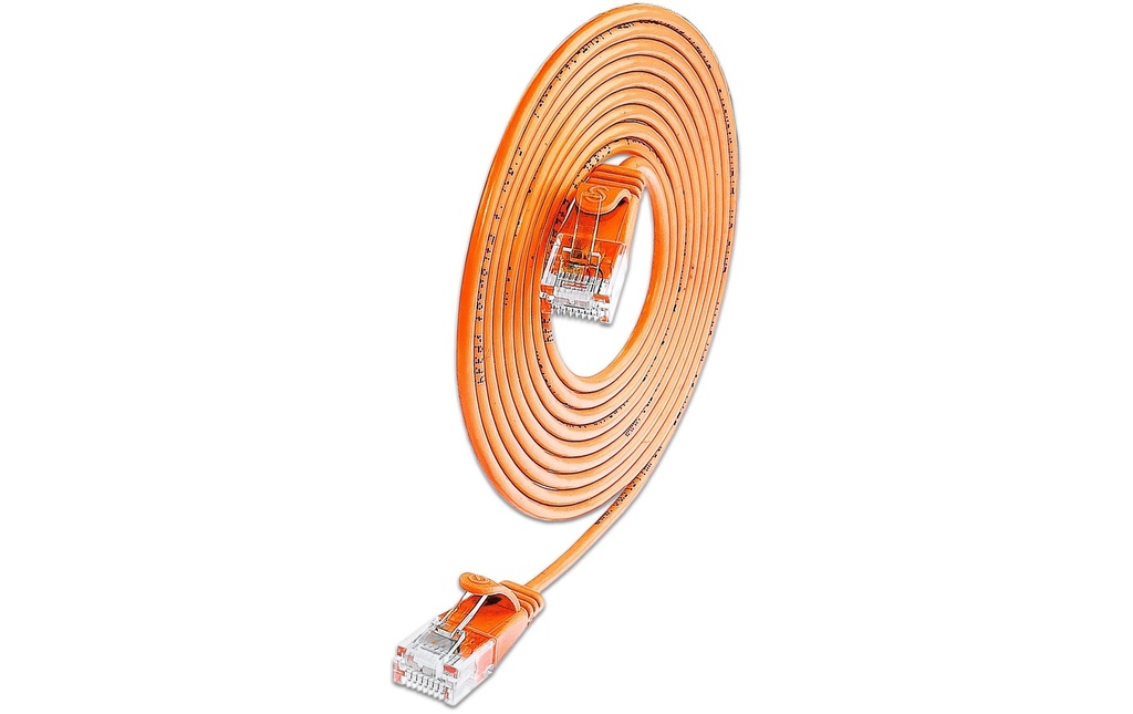 SLIM Câble patch slim RJ-45 - RJ-45, Cat 6A, U/UTP, 0.25 m, Orange