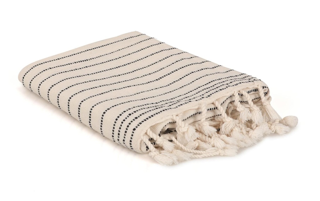 Foutastic Serviette de plage Capri Blanc, Noir
