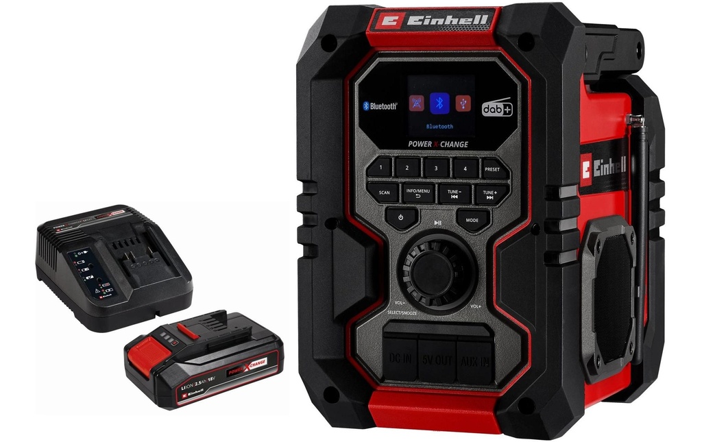 Einhell Radio à accu TE-CR 18 Li DAB+/FM/BT (1 x 2.5 AH Kit)