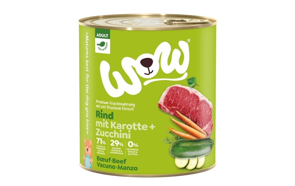 WOW Alimentation humide Bœuf adulte, 800 g