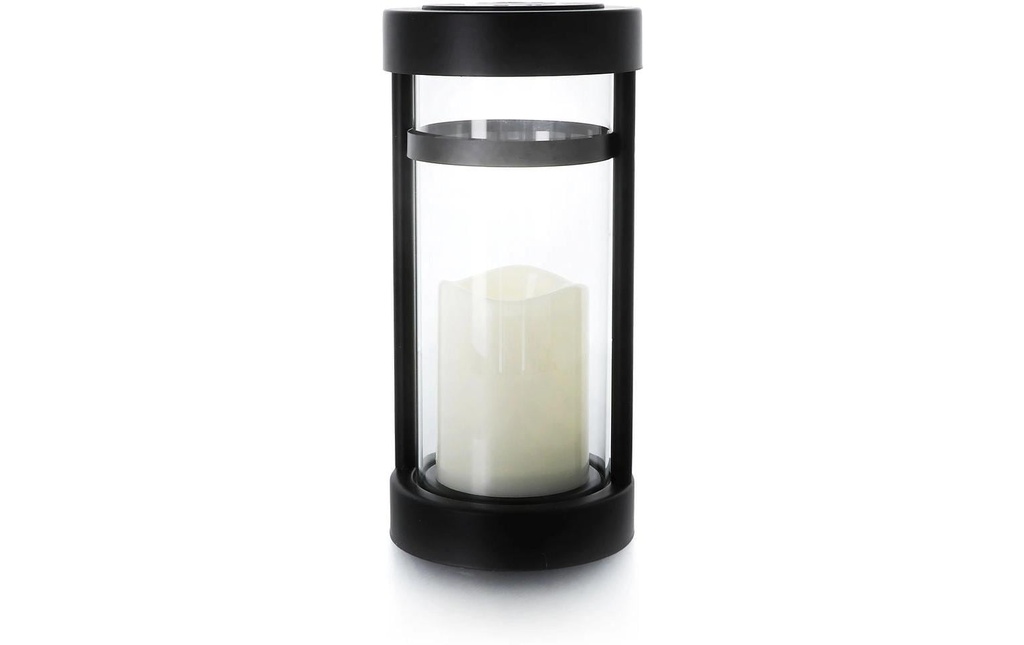 balthasar Lanterne funéraire solaire LED Arimo, Blanc/noir