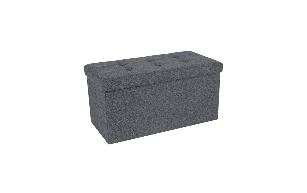 Songmics Coffre-siège Ottomane avec espace de rangement 76 x 38 cm, Gris