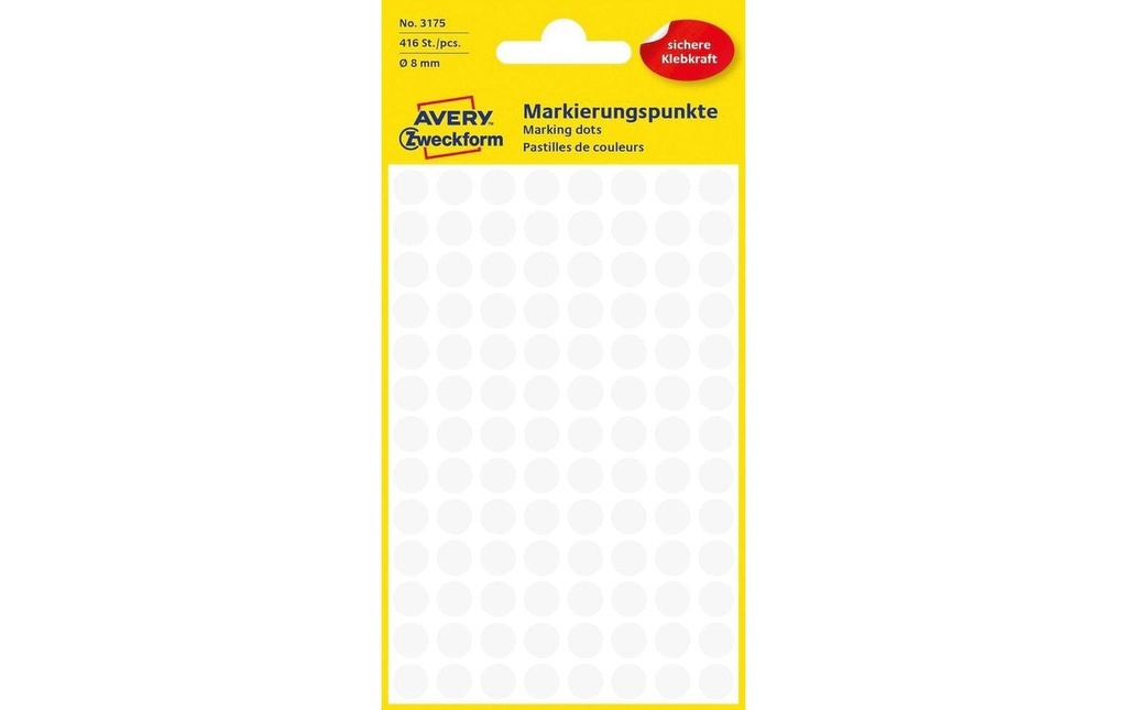 Avery Zweckform Pastilles adhésives 8 mm Blanc