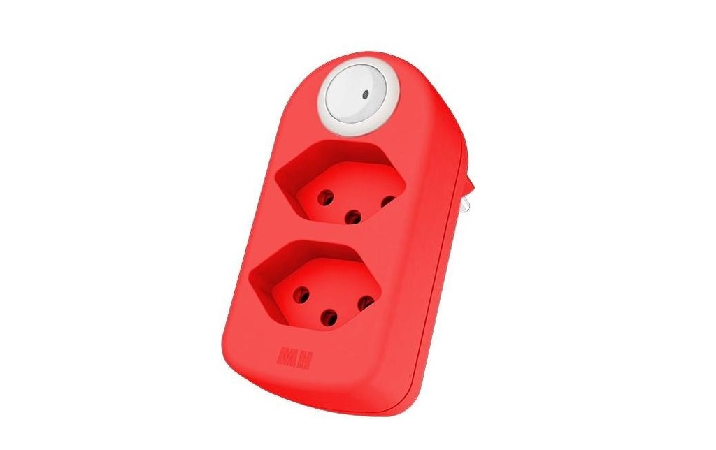 Max Hauri Connecteur multiple maxAdapt BS, 2 x T13, avec interrupteur, rouge