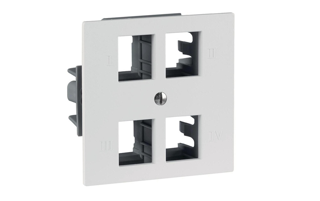 R&M Prise réseau EDIZIOdue 60 x 60, 4x 1 Port vide, Cat 6A, Ws