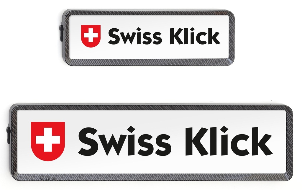 Swiss Klick Kits de Supports de plaque d’immatriculation En longueur Look carbone