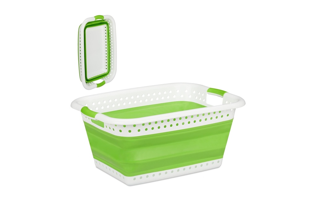 relaxdays Corbeille à linge 37 l, Vert/Blanc