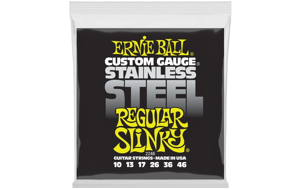 Ernie Ball Cordes de guitare 2246 Slinky Stainless Steel – Regular 10-46