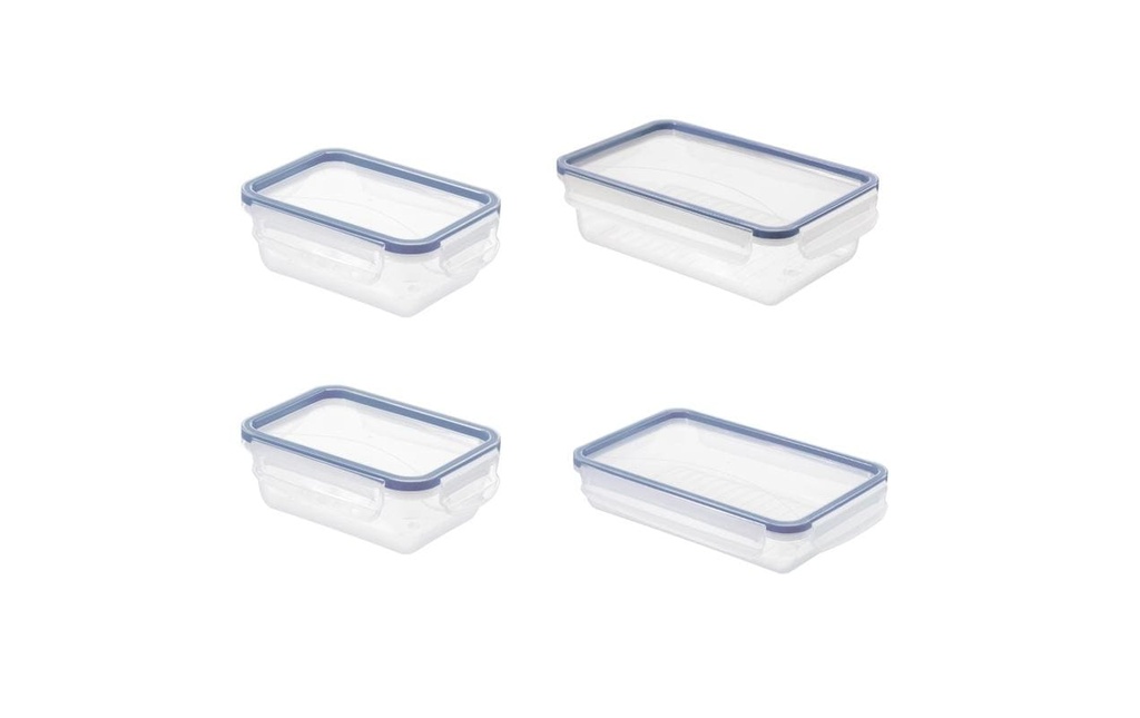 Rotho Set de 4 boîtes alimentaires CLIC & LOCK 3.5 l, Transparent