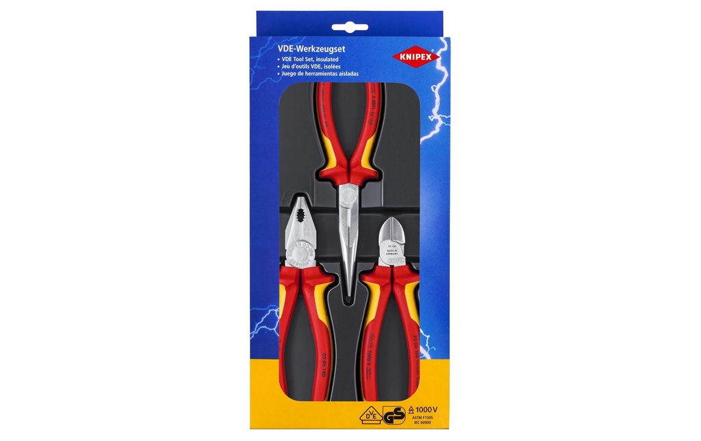 Knipex Jeux de pinces VDE Électrique, 3 pièces
