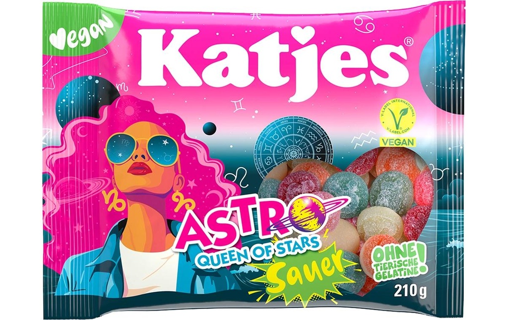 Katjes Bonbons gommeux Astro Queen of Stars en colère 210 g