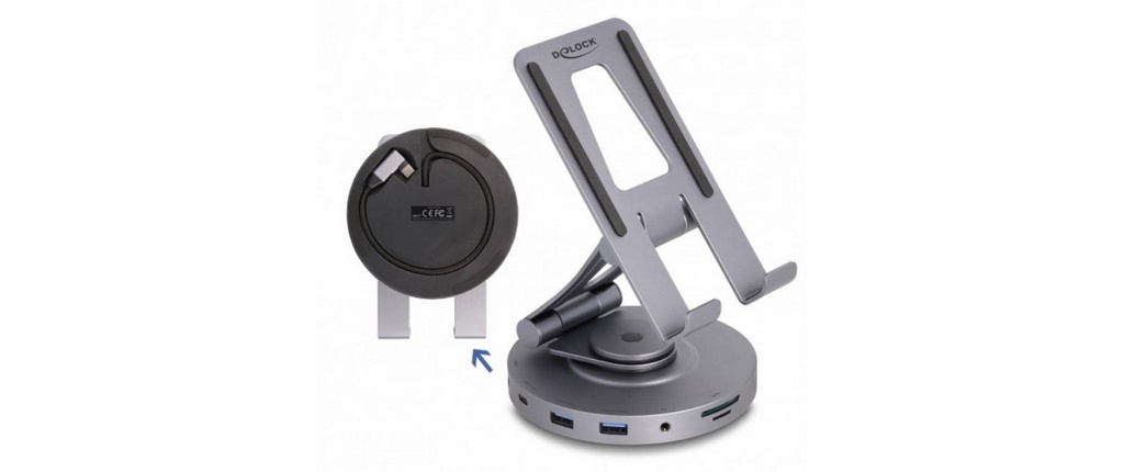 Delock Support de tablette avec station d'accueil USB-C HDMI 4K / PD60W