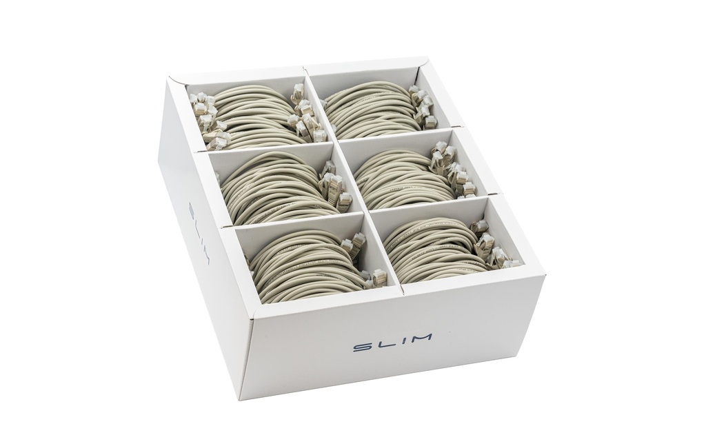 SLIM Câble patch slim RJ-45, Cat 6A, U/FTP, 0.5 m, Gris, paquet de 90