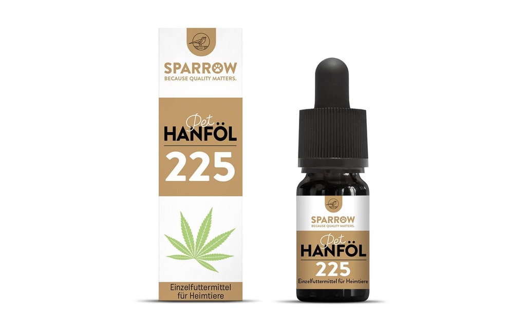Sparrow Supplément alimentaire pour chiens Huile de chanvre 225 avec CBD, 10 ml