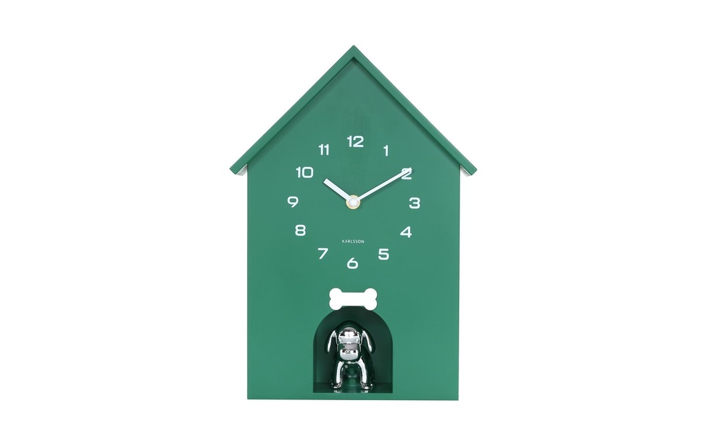 KARLSSON Horloge murale Wall clock Dog House Retro Green