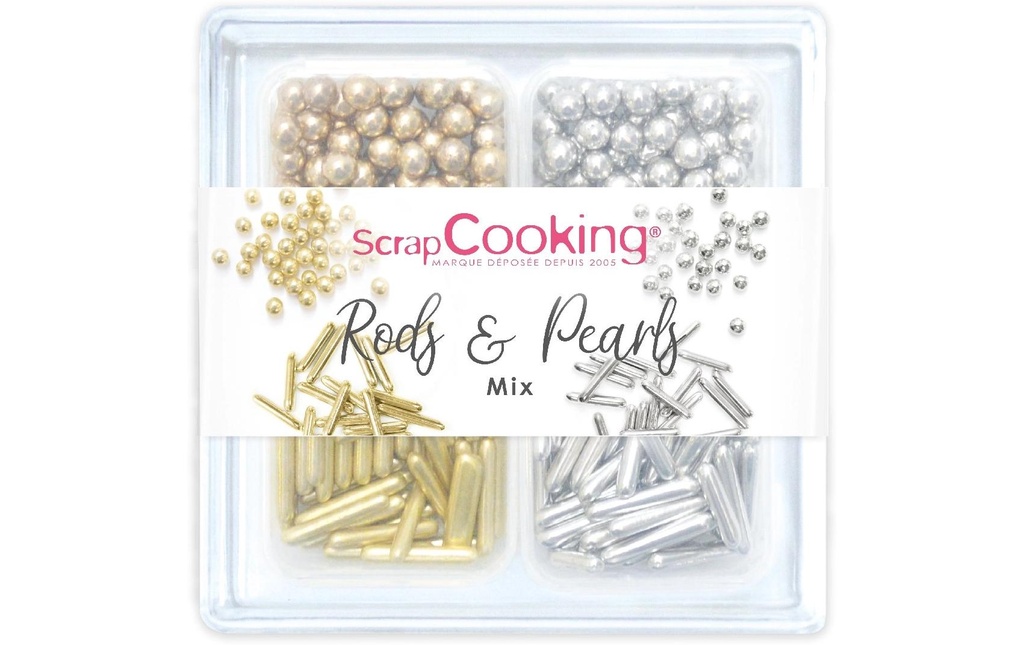 ScrapCooking Mélange de vermicelles en sucre or-argent 56 g, 4 pièces