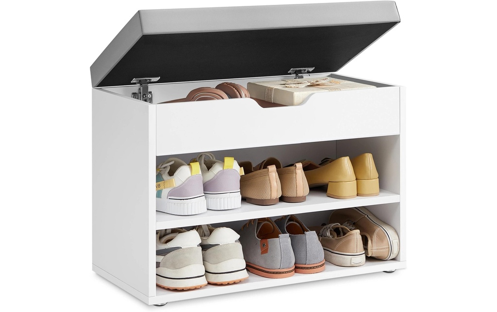 VASAGLE Meuble à chaussures avec coussin 60 x 44 cm, Blanc