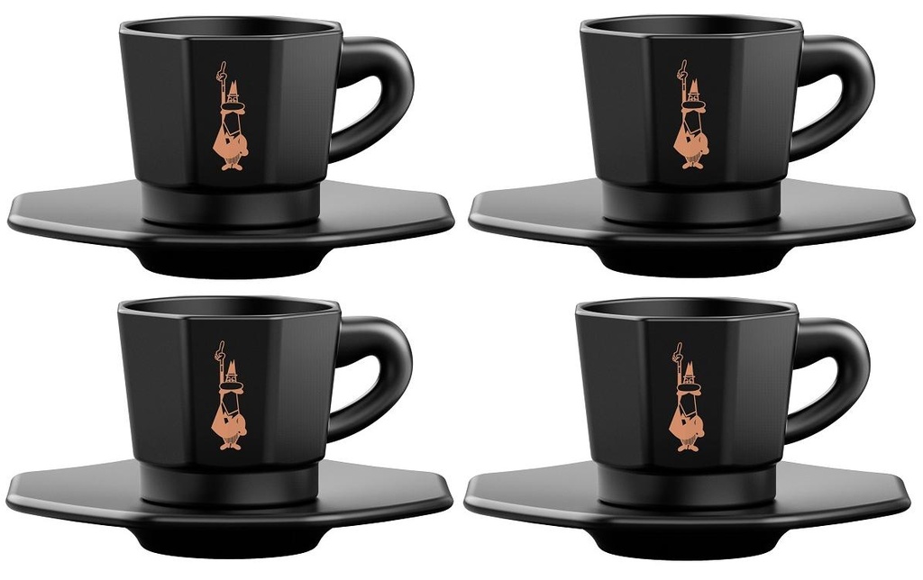 Bialetti Tasse à expresso 80 ml, 4 Pièce/s, Noir