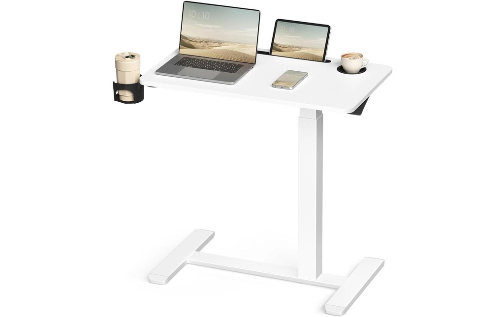 VASAGLE Table haute avec plaque 70 x 40 cm Blanc