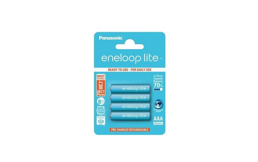 Panasonic Batterie Eneloop Lite BK-4LCCE/4BE NiMH AAA 550 mAh, 4 Pièce/s