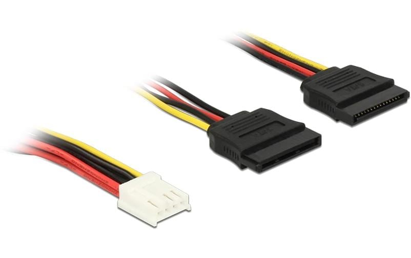 Delock Câble électrique 0.3m, Floppy 4p/2x SATA 15p 30 cm