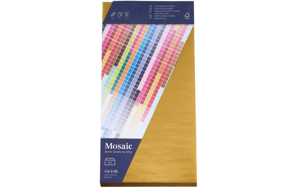 Artoz Enveloppe Mosaic DL C6/5, 20 pièces, Doré