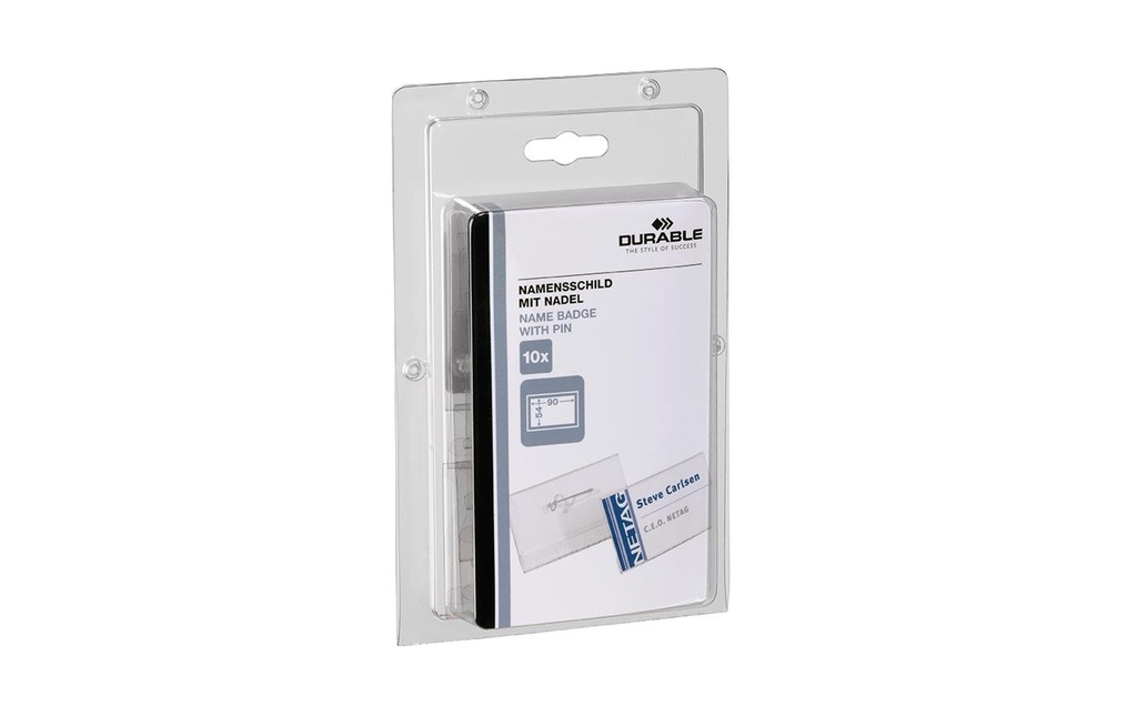 DURABLE Badge nominatif avec aiguille 54 x 90 mm, 10 pièces