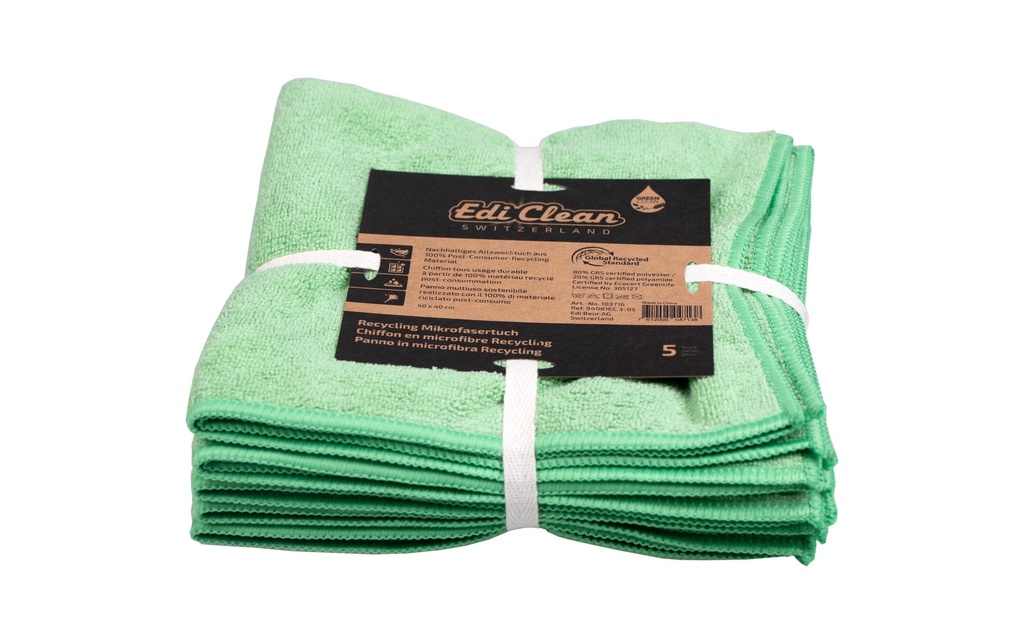 Edi Baur Chiffon de nettoyage en microfibre EC 5 Pièce/s, Vert