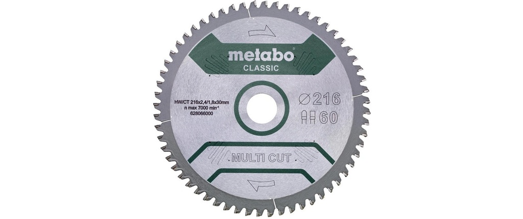 Metabo Lame de scie circulaire Multi Cut Classic 216 x 30 mm, 60 FZ/TZ