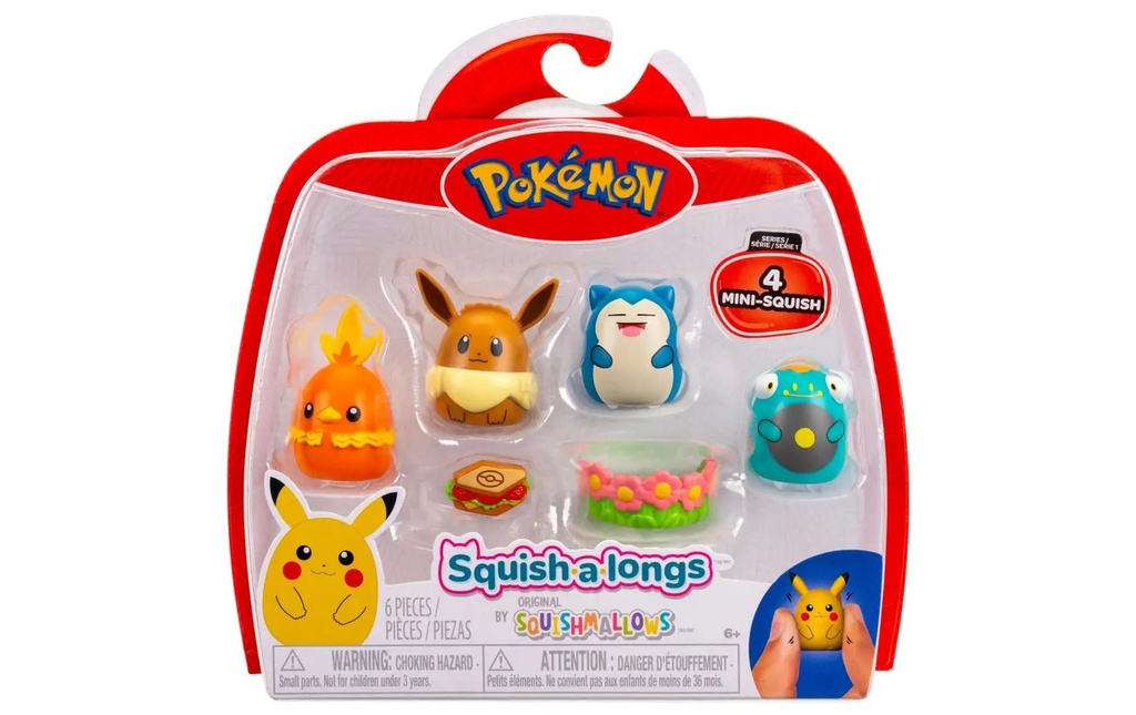 Squishmallows Pack de 4 Pokémon Squishalongs Assorti