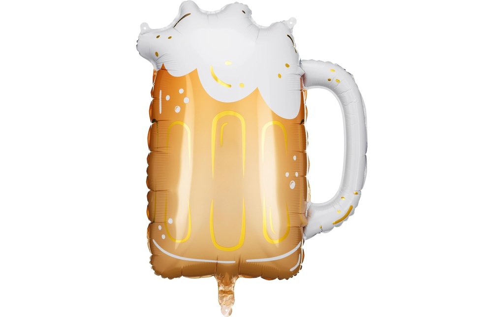 Partydeco Ballon en aluminium Bière Mass avec paille 66 x 54 cm, 1 pièce
