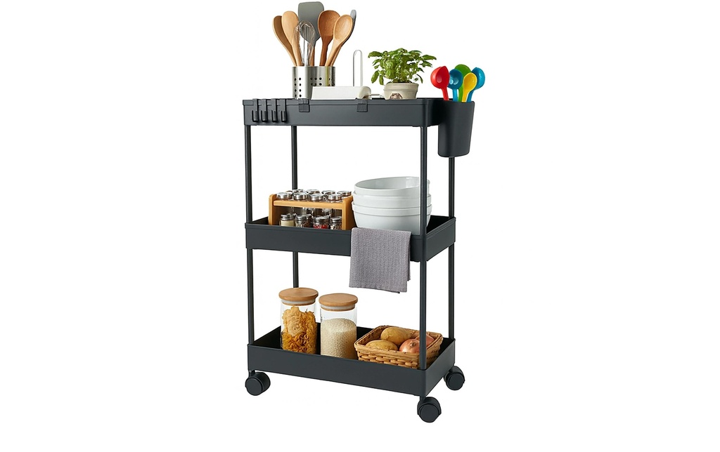 relaxdays Chariot de cuisine 62.5 x 40 x 22 cm Noir