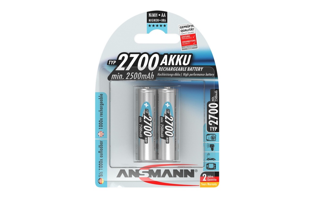Ansmann Batterie Typ 2700 NiMH AA 2700 mAh, 2 Pièce/s