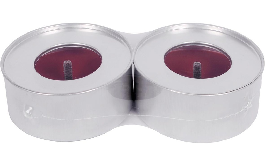 müller Kerzen Boîte métallique avec cire rouge 9.6 x 4.3 cm, rouge, 2 pièces