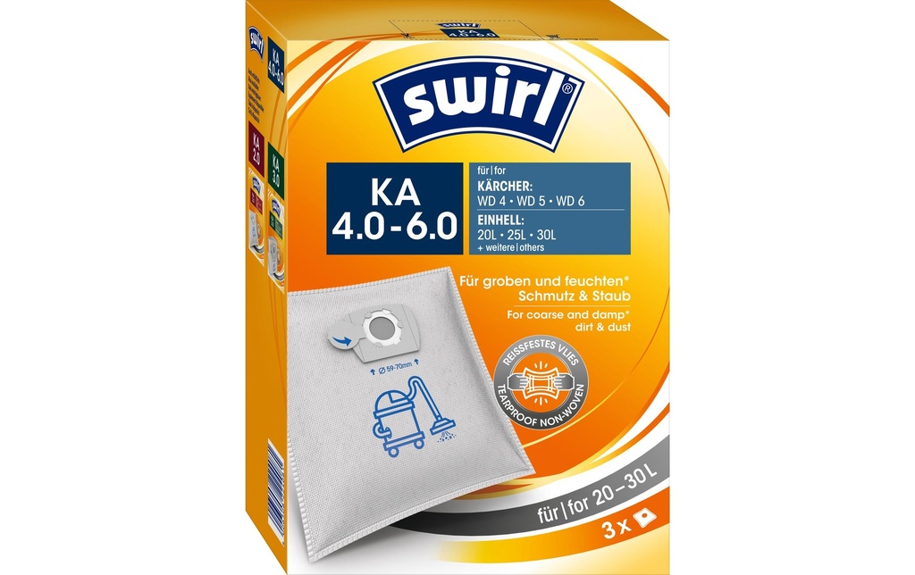 Swirl Sac filtrant pour aspirateur KA 4.0-6.0 3 Pièce/s