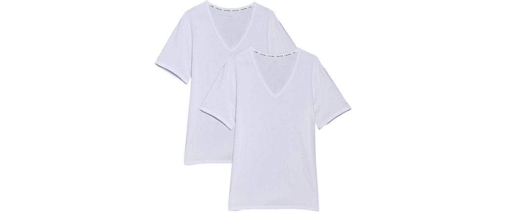 Calvin Klein Wäsche T-shirt 2P S/S V Neck Blanc, L