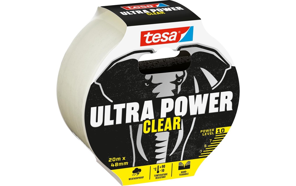 tesa Ruban adhésif Ultra Power Clear, 48 mm x 20 m, Transparent