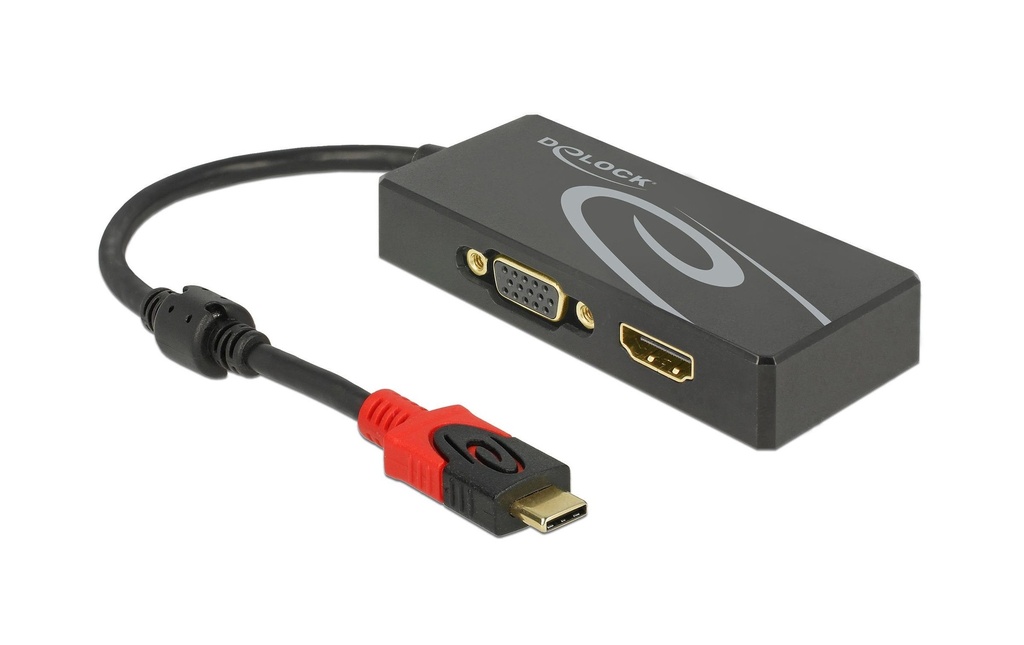 Delock Diviseur de signaux à 2 ports USB-C - 1xHDMI & 1xVGA
