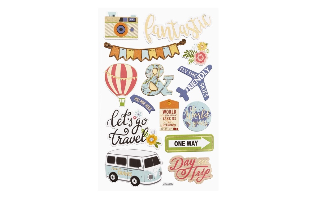 HobbyFun Autocollant à motif Voyage 1 feuille