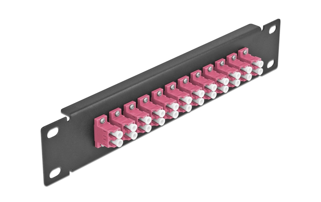 Delock Plaque de distribution Panneau 10″ de distribution de fibre optique, 12 ports LC Dupl noir