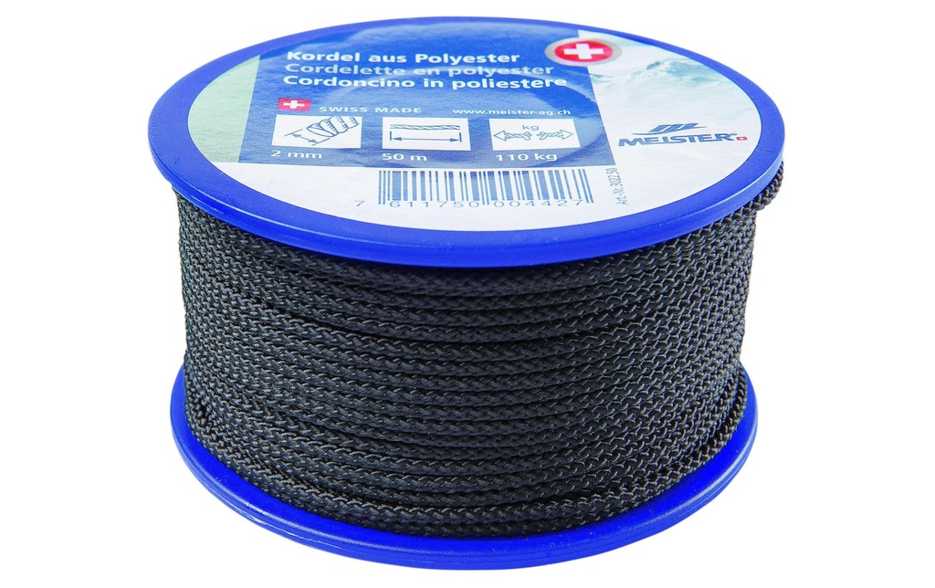 Meister Cordon Ø 2 mm, 50 m, 80 kg, Noir