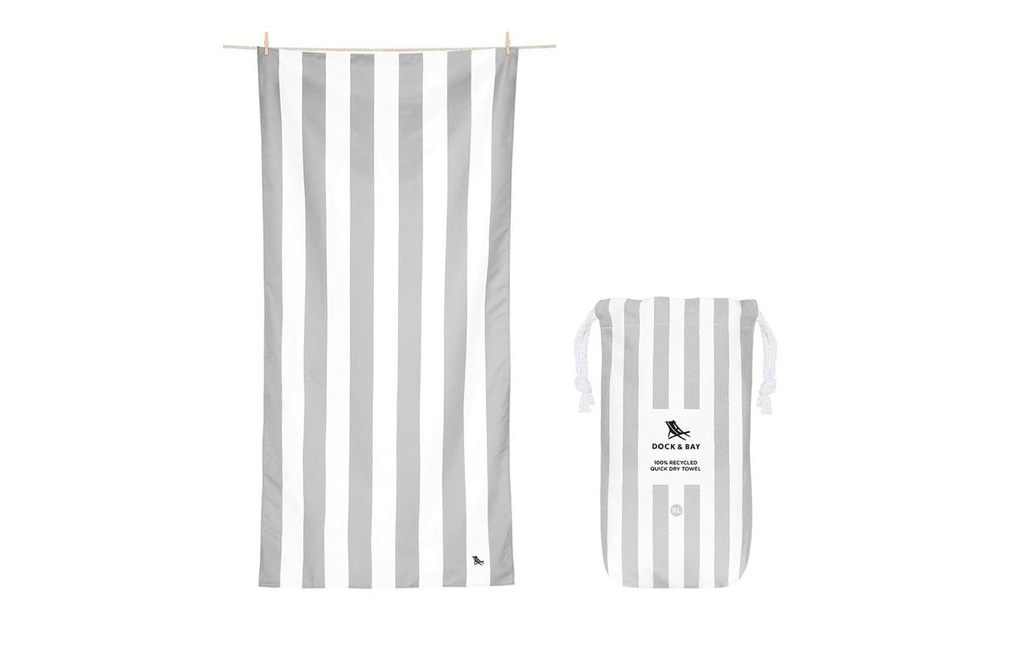 Dock & Bay Serviette de plage Cabana 200 cm x 90 cm, Blanc, Gris