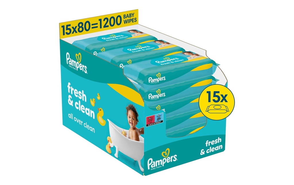Pampers Lingettes humides Fresh Clean Aloe 15 x 80 pcs.