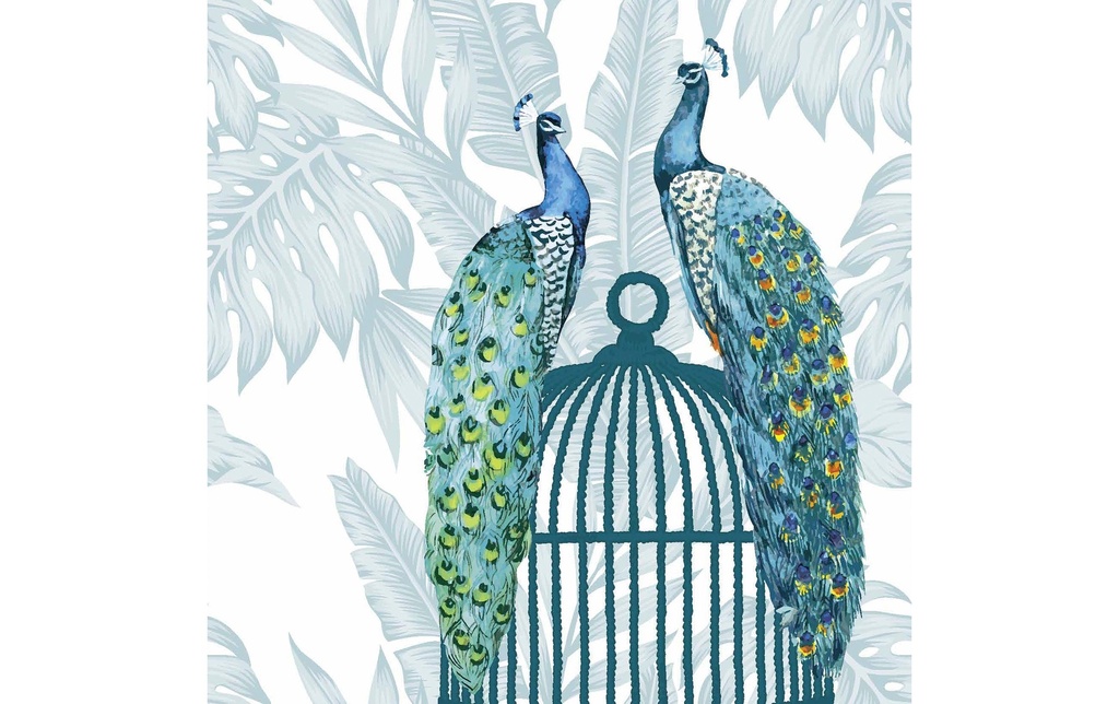 Paper + Design Serviettes en papier Peacocks 33 cm x 33 cm, 20 Pièce/s