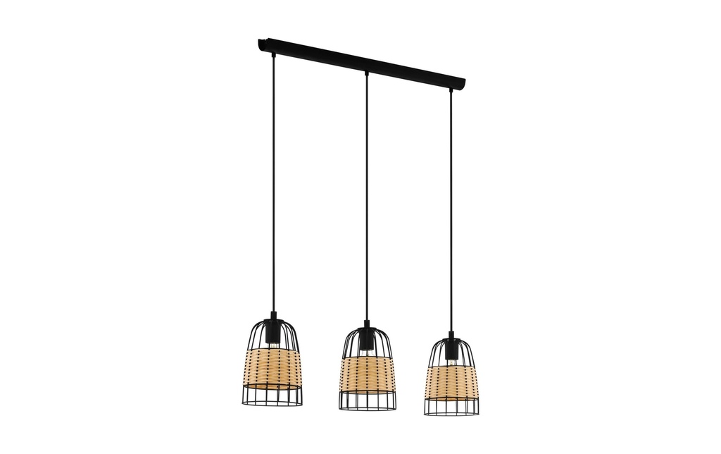 EGLO Leuchten Lampe suspendue ANWICK 3x E27, Noir/Nature